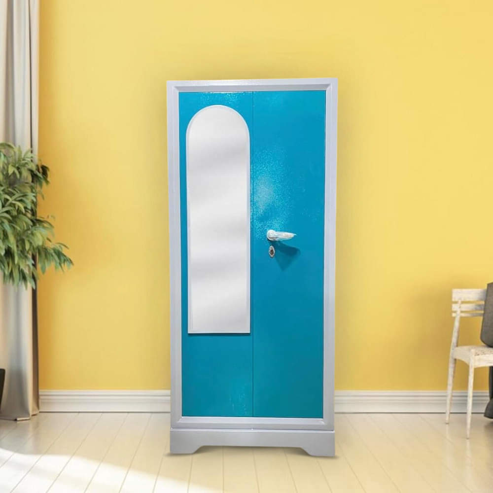 2 Door Steel Wardrobe With Mirror - photo