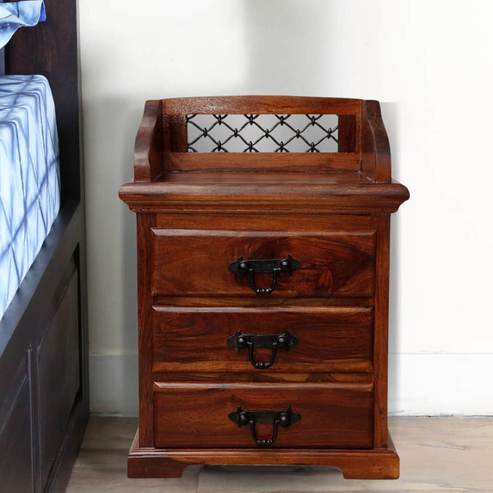 Memphis Solid Wood Bedside Table - photo