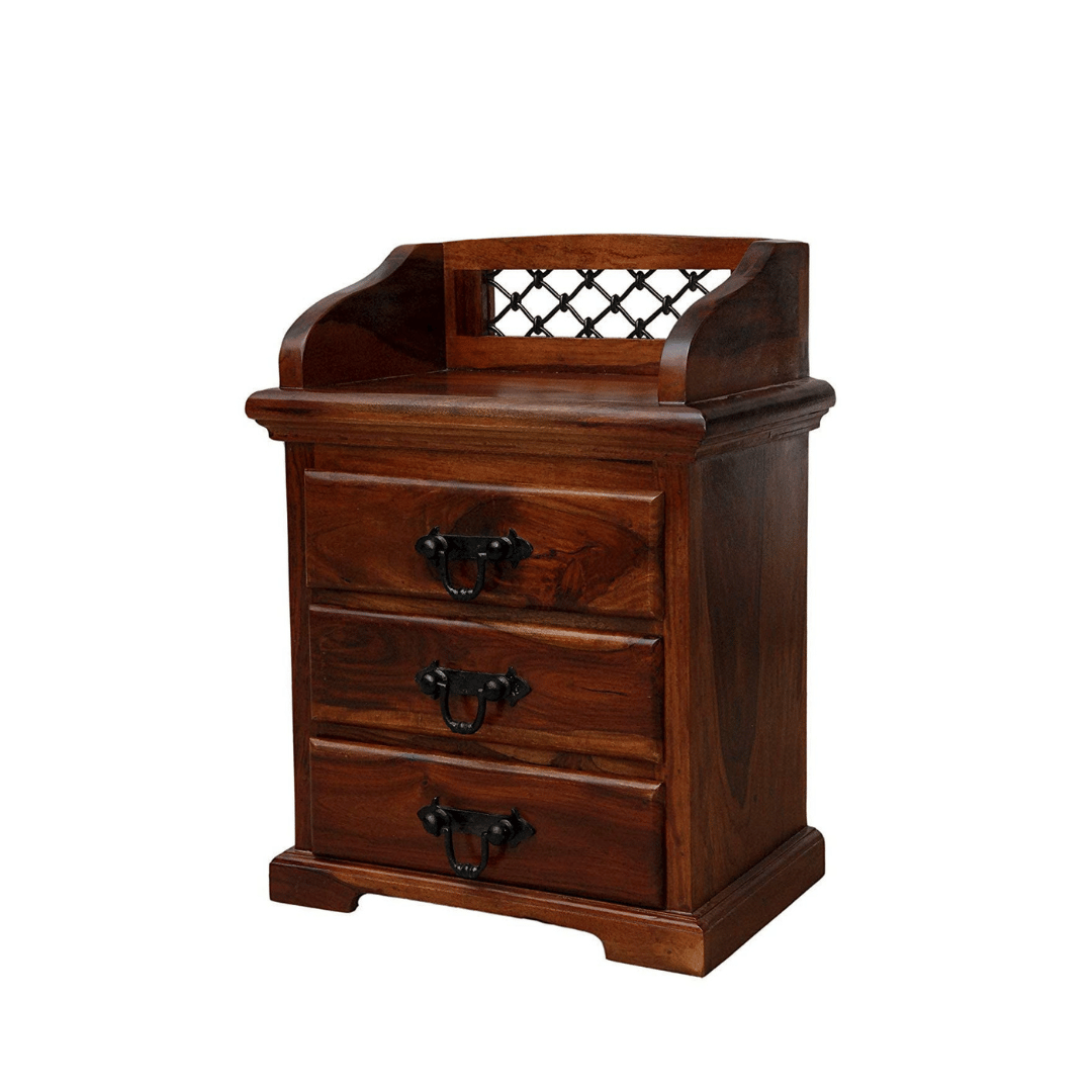 Memphis Solid Wood Bedside Table - top_view