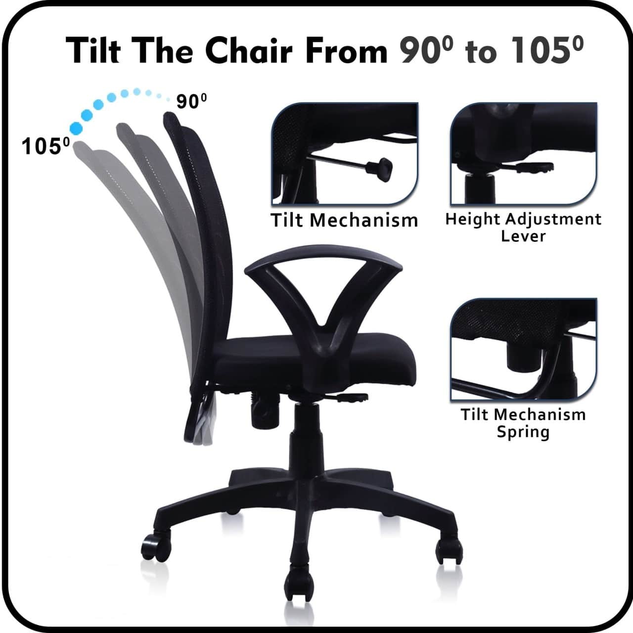 Clint Sigma Mesh Mid Back Office Chair (Black) - rear_view