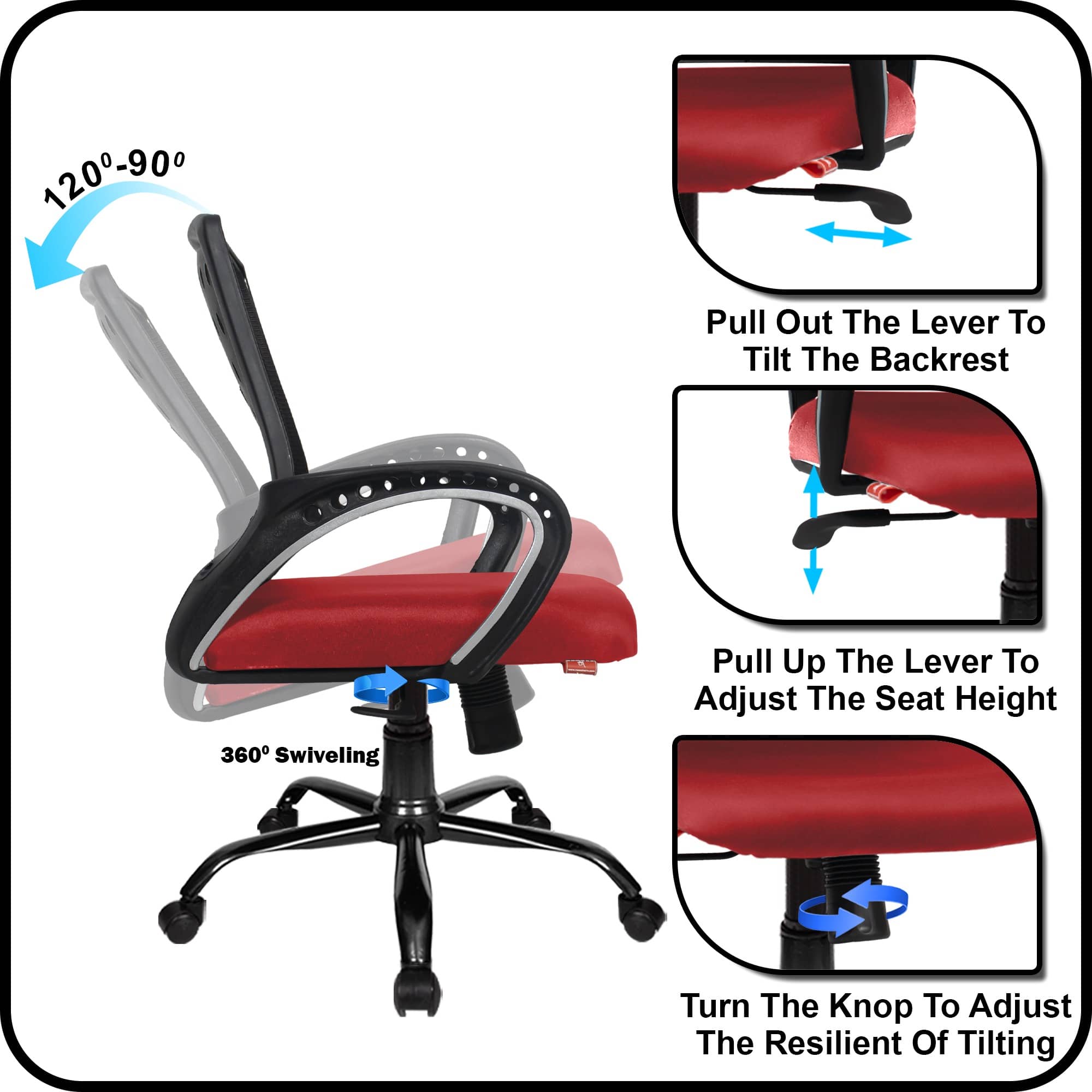 Clint Mesh Mid-Back Ergonomic Office Chair