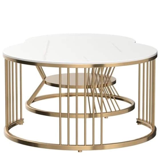 Tauras Nesting table in PVD gold finish - front_view