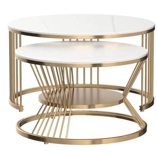 Tauras Nesting table in PVD gold finish