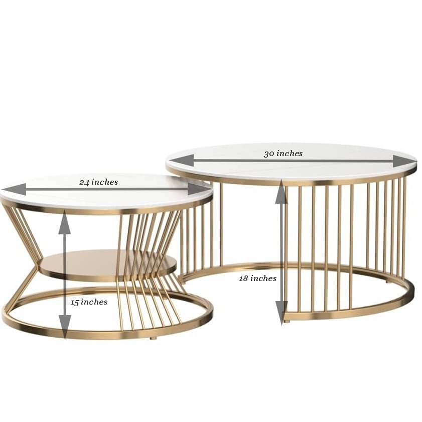 Tauras Nesting table in PVD gold finish
