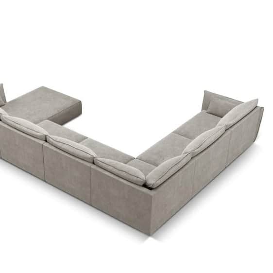 U - Shaped Fabric Sofa - rear_view