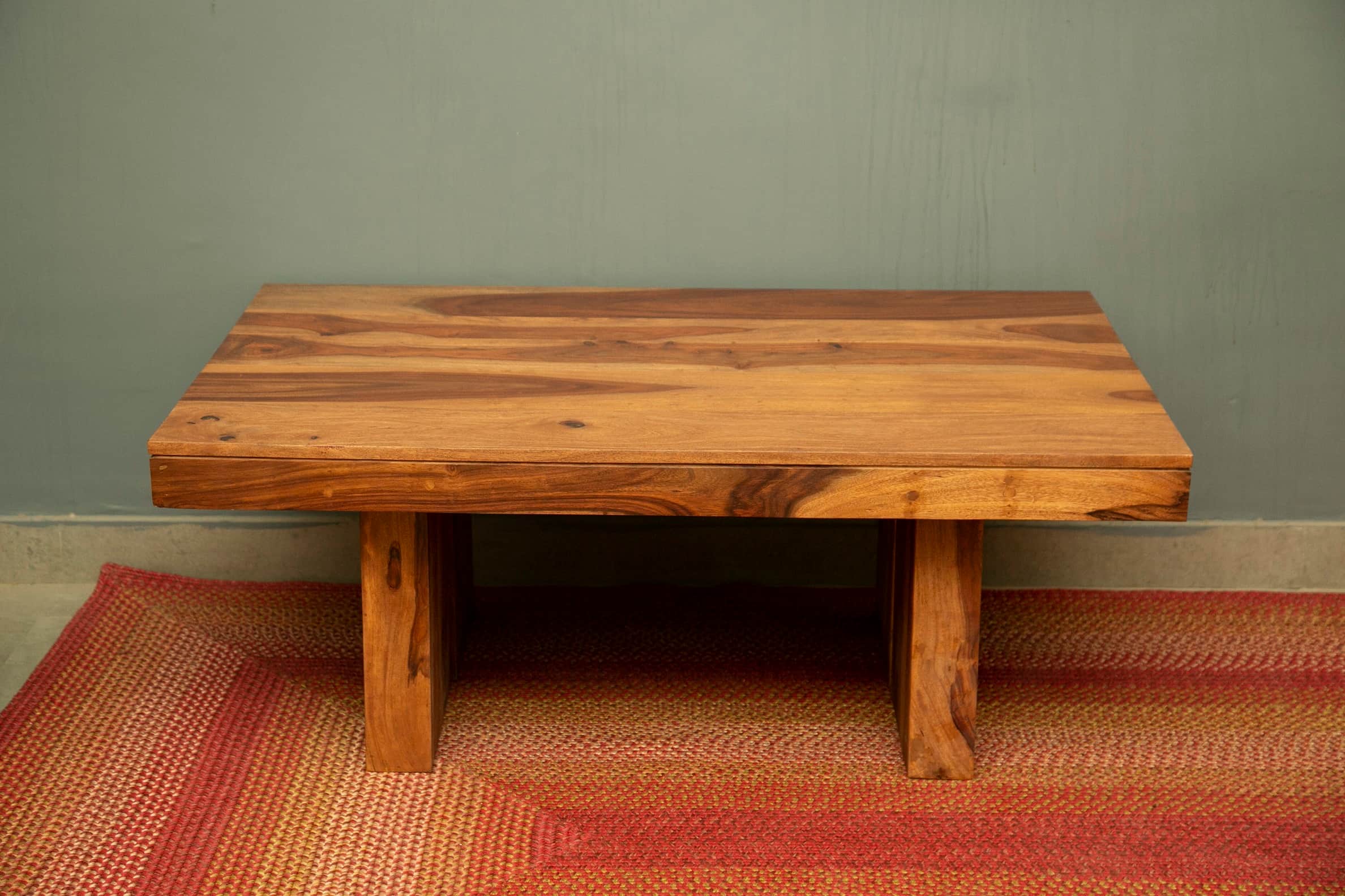 Teak Finish Coffee Table - front_view