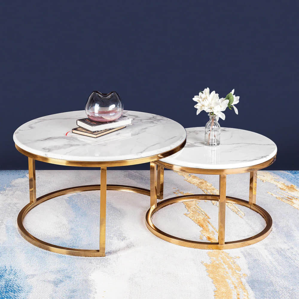 Barcelona Nesting Table in PVD gold finish - photo