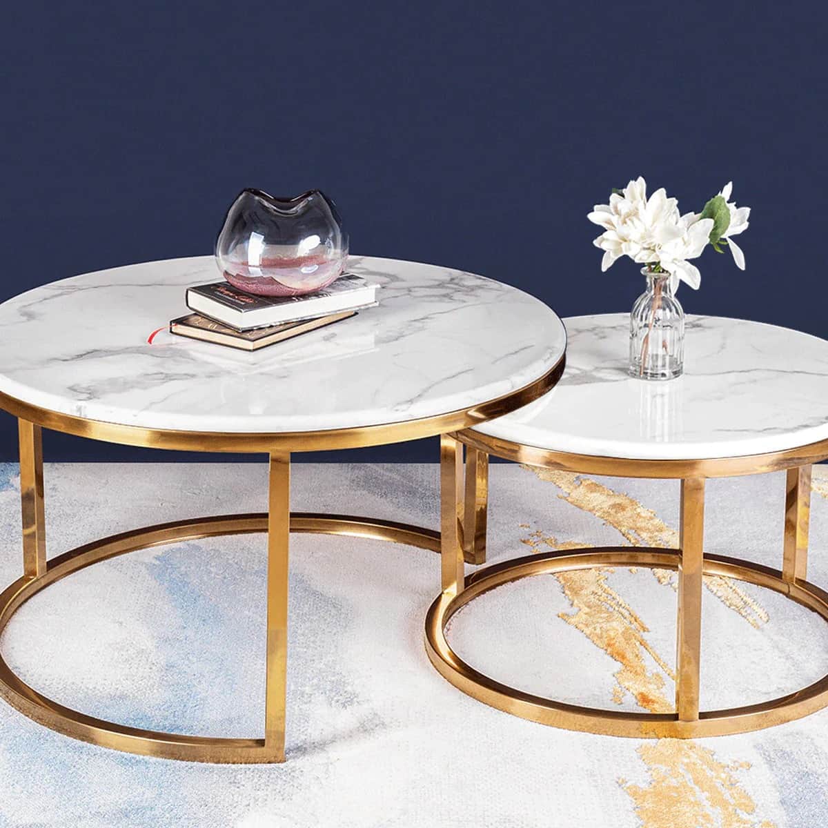 Barcelona Nesting Table in PVD gold finish - front_view