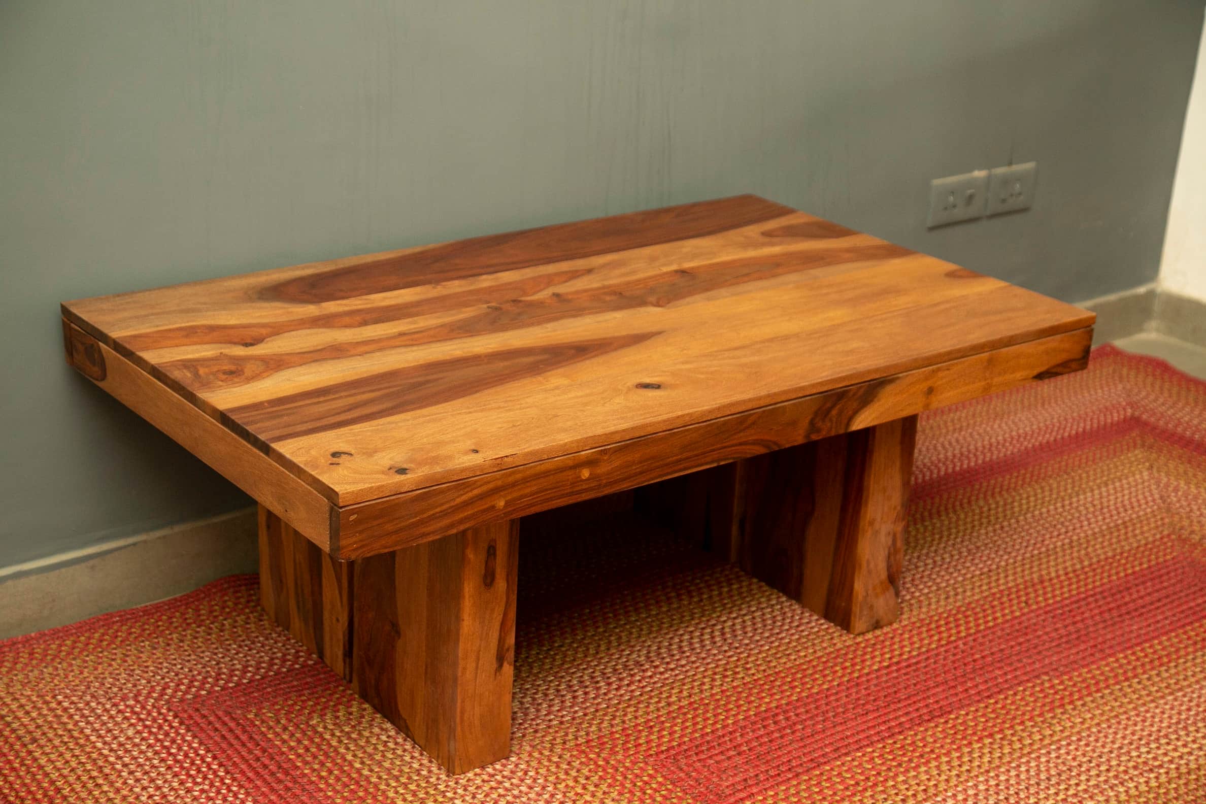Teak Finish Coffee Table - top_view
