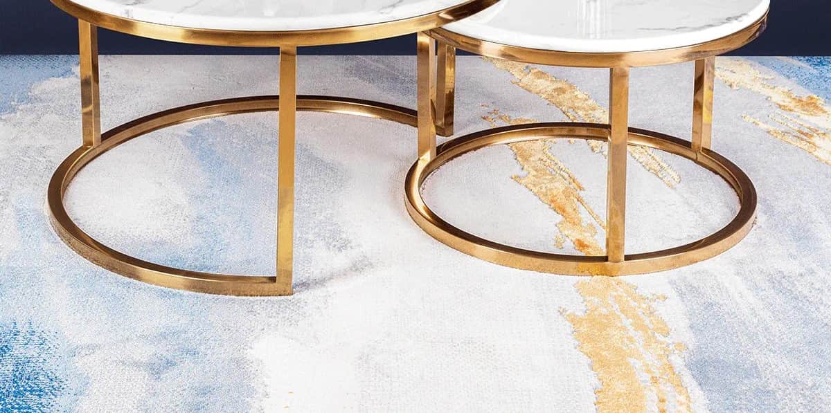 Barcelona Nesting Table in PVD gold finish - top_view