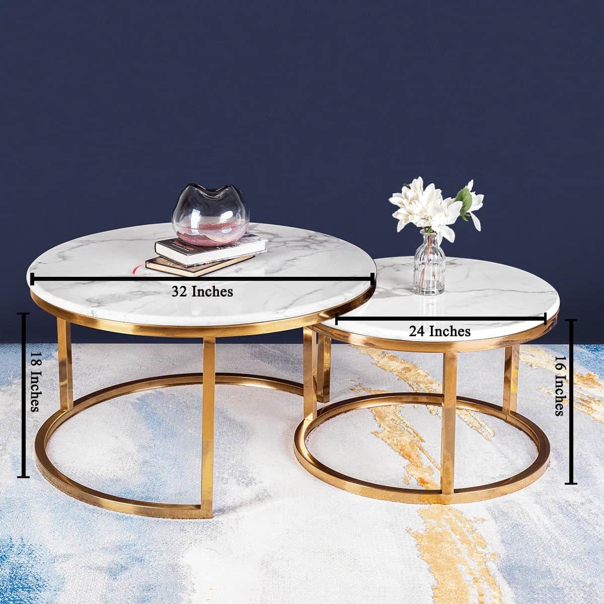 Barcelona Nesting Table in PVD gold finish - rear_view