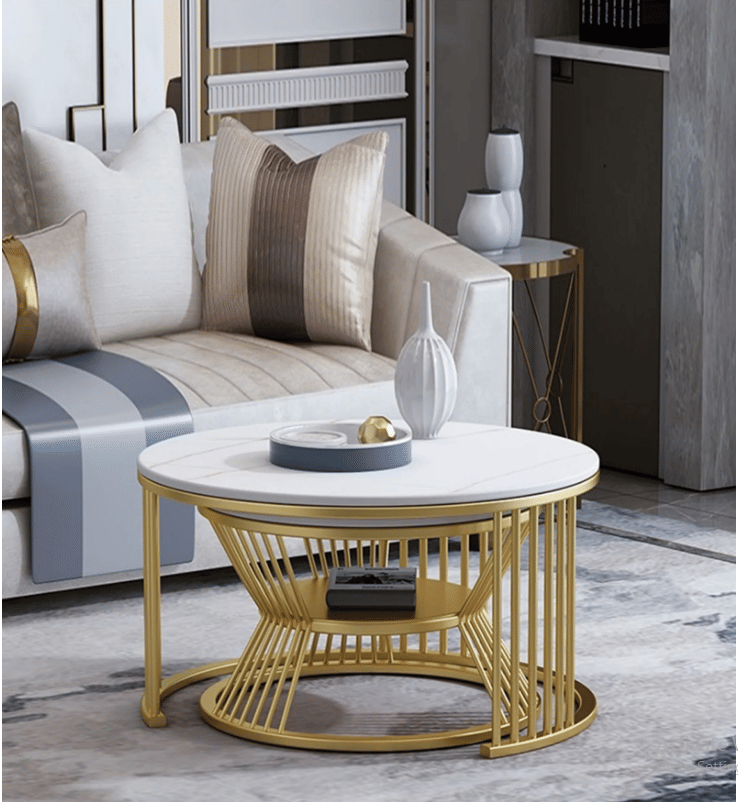 Tauras Nesting table in PVD gold finish