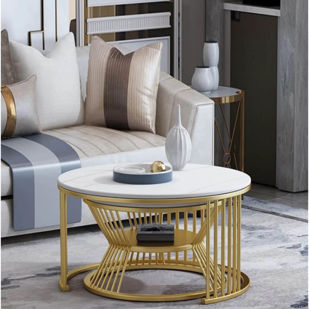 Tauras Nesting table in PVD gold finish - photo