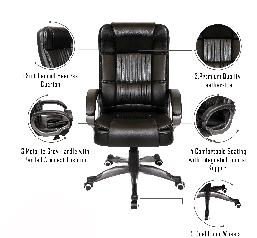 Clint Leatherette Executive High Back Revolving Office Chair - front_view