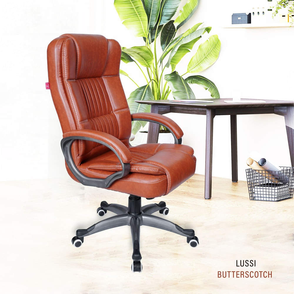 Clint Leatherette Executive High Back Revolving Office Chair (Butterscotch Brown) - photo