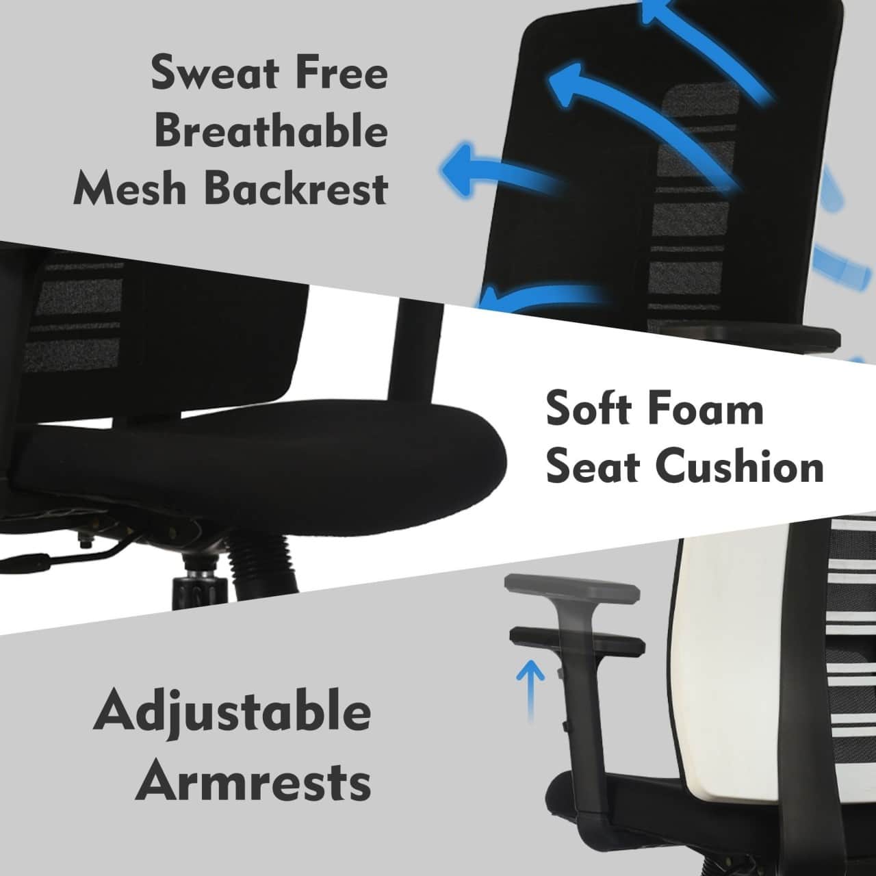 Posh Mesh Mid Back Chair (Black) - top_view
