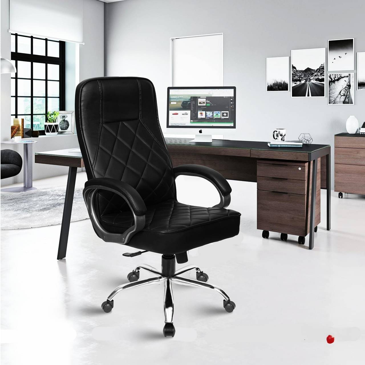 Silk Leatherette Executive High Back Revolving Office Chair
