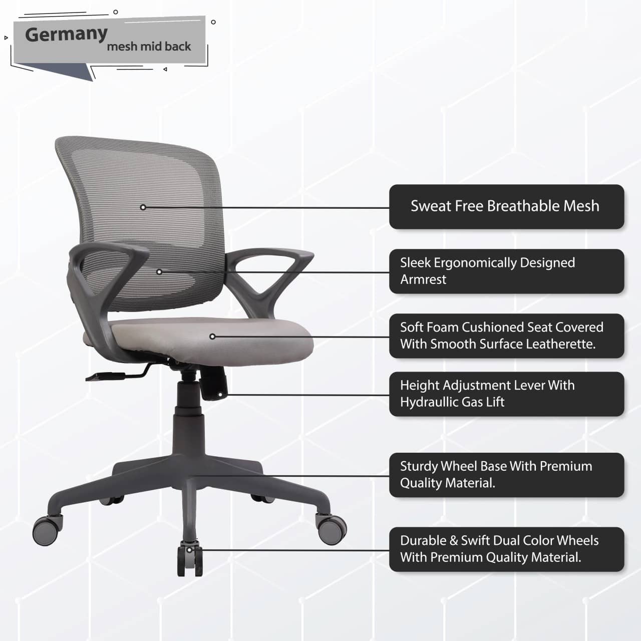 Mesh Mid-Back Ergonomic Office Chair