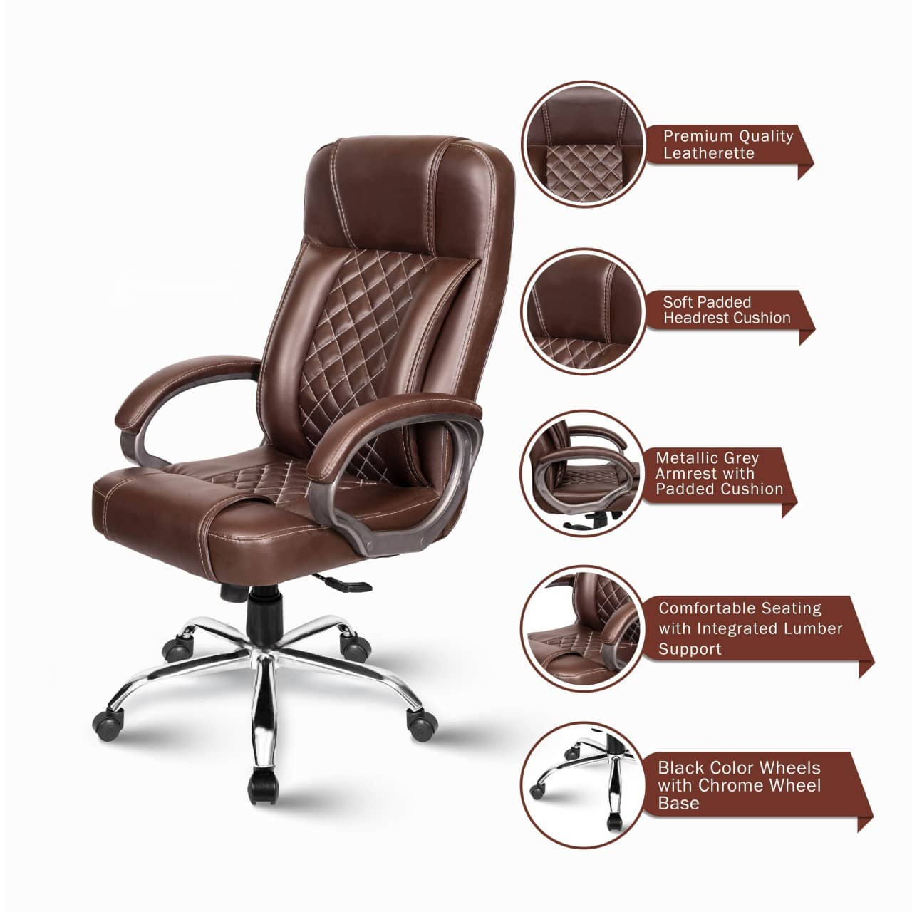 Leatherette-BROWN Office Chair