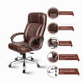 Leatherette-BROWN Office Chair - front_view