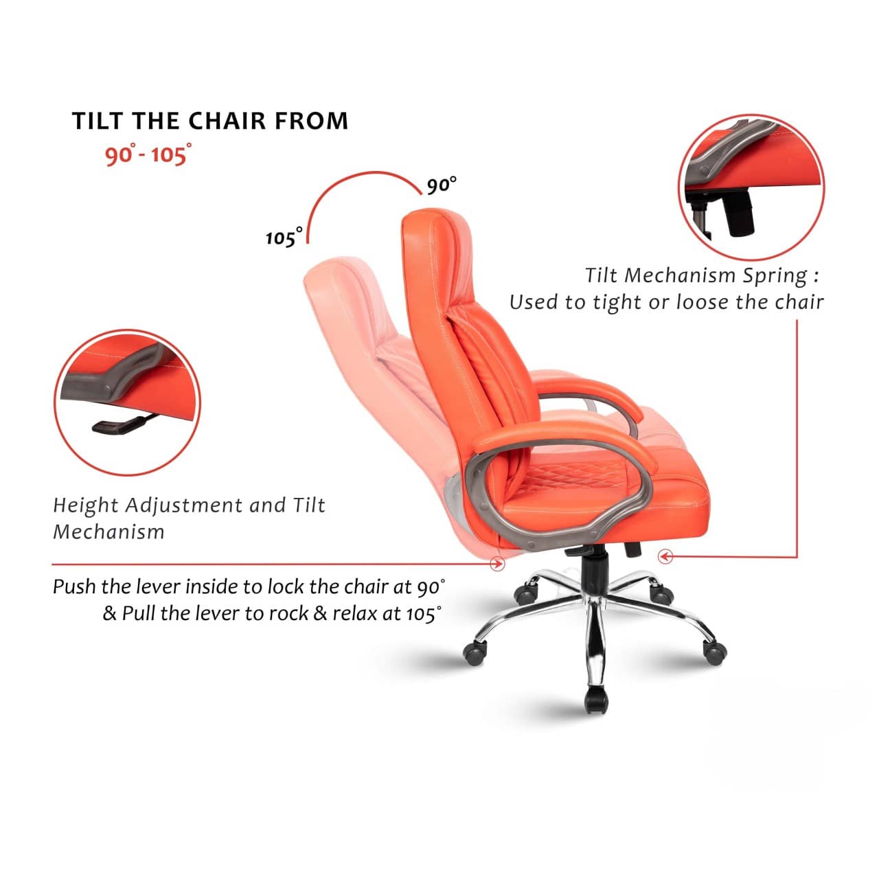 Leatherette-ORANGE Office Chair
