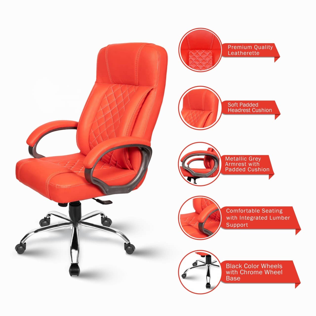 Leatherette-ORANGE Office Chair