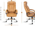 Leatherette-Beige Office Chair - front_view