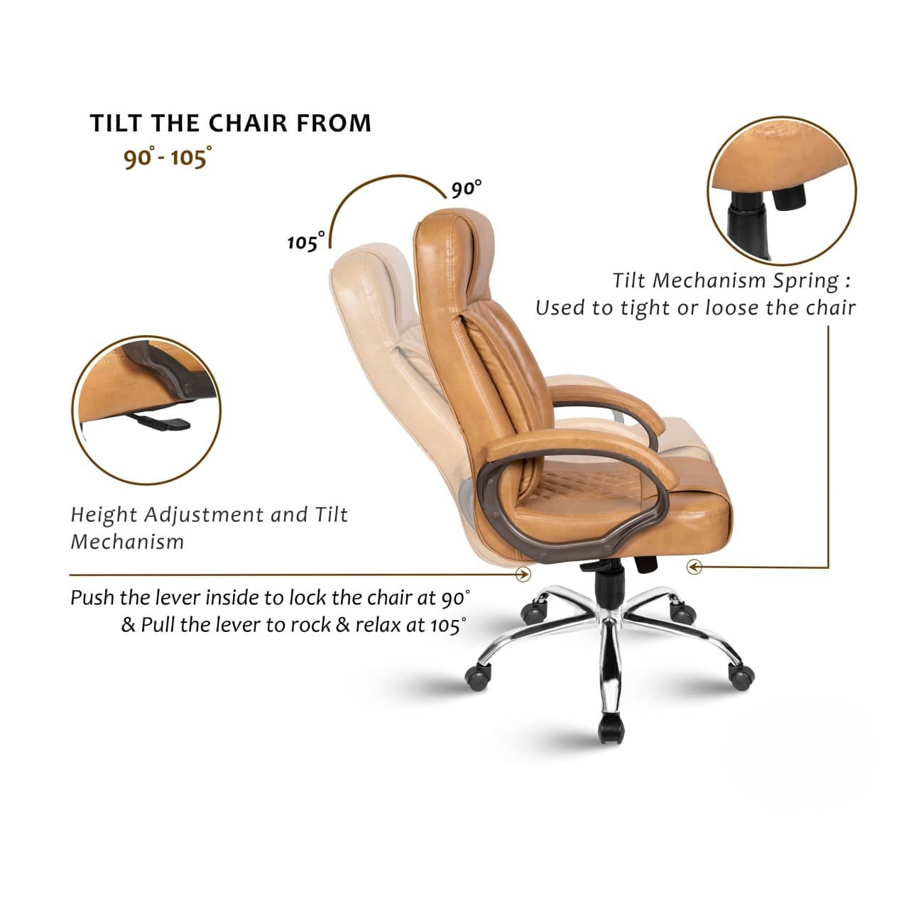 Leatherette-Beige Office Chair