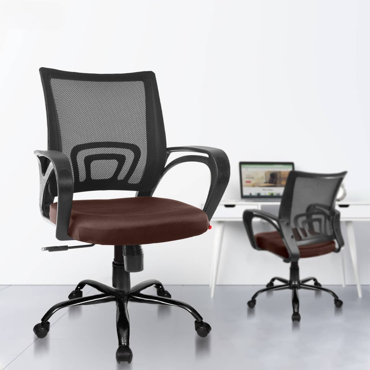 Mesh Mid-Back Ergonomic Office Chair(Ruby) (Brown)