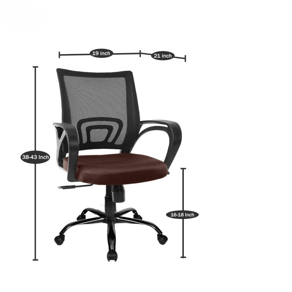 Mesh Mid-Back Ergonomic Office Chair(Ruby) (Brown)