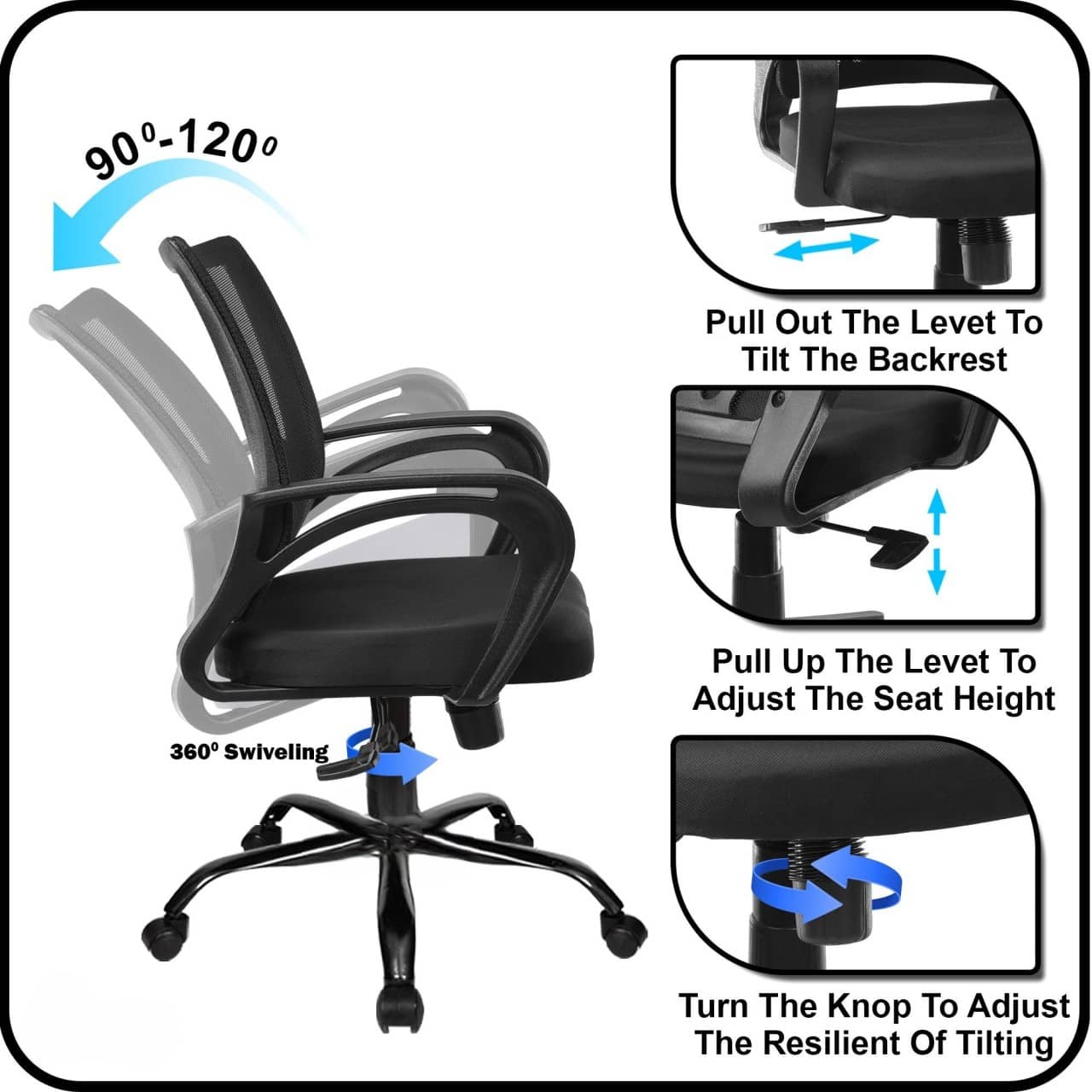 Mesh Mid-Back Ergonomic Office Chair