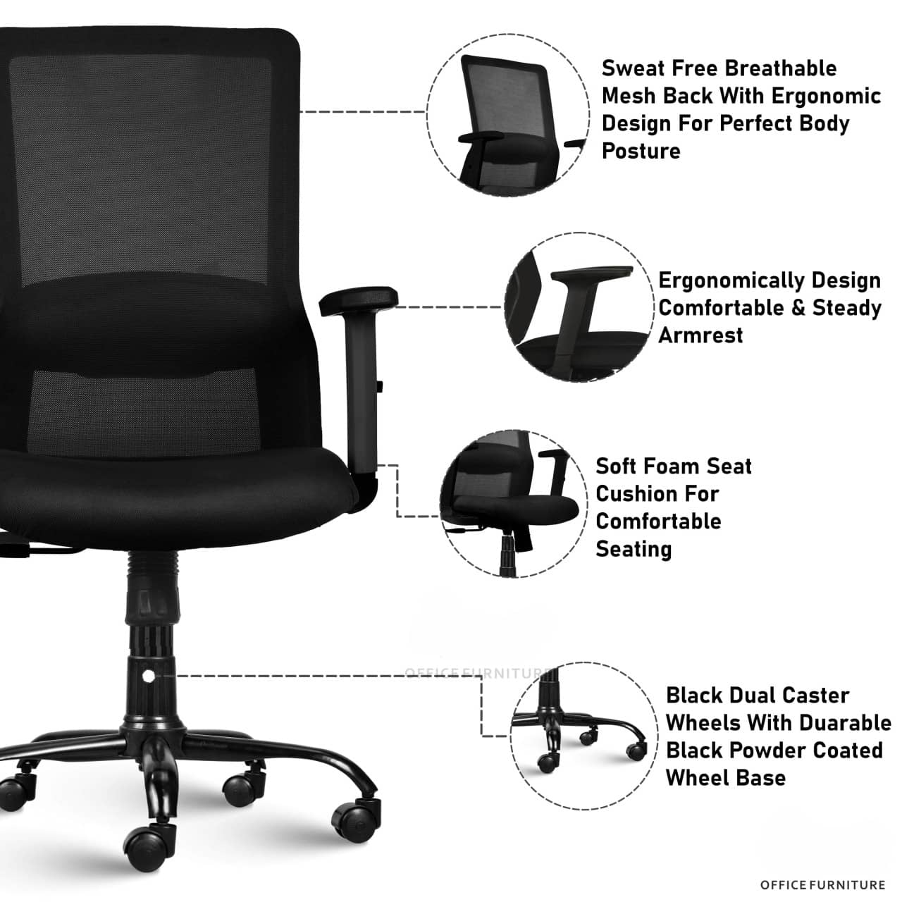Mesh Mid-Back Ergonomic Office Chair