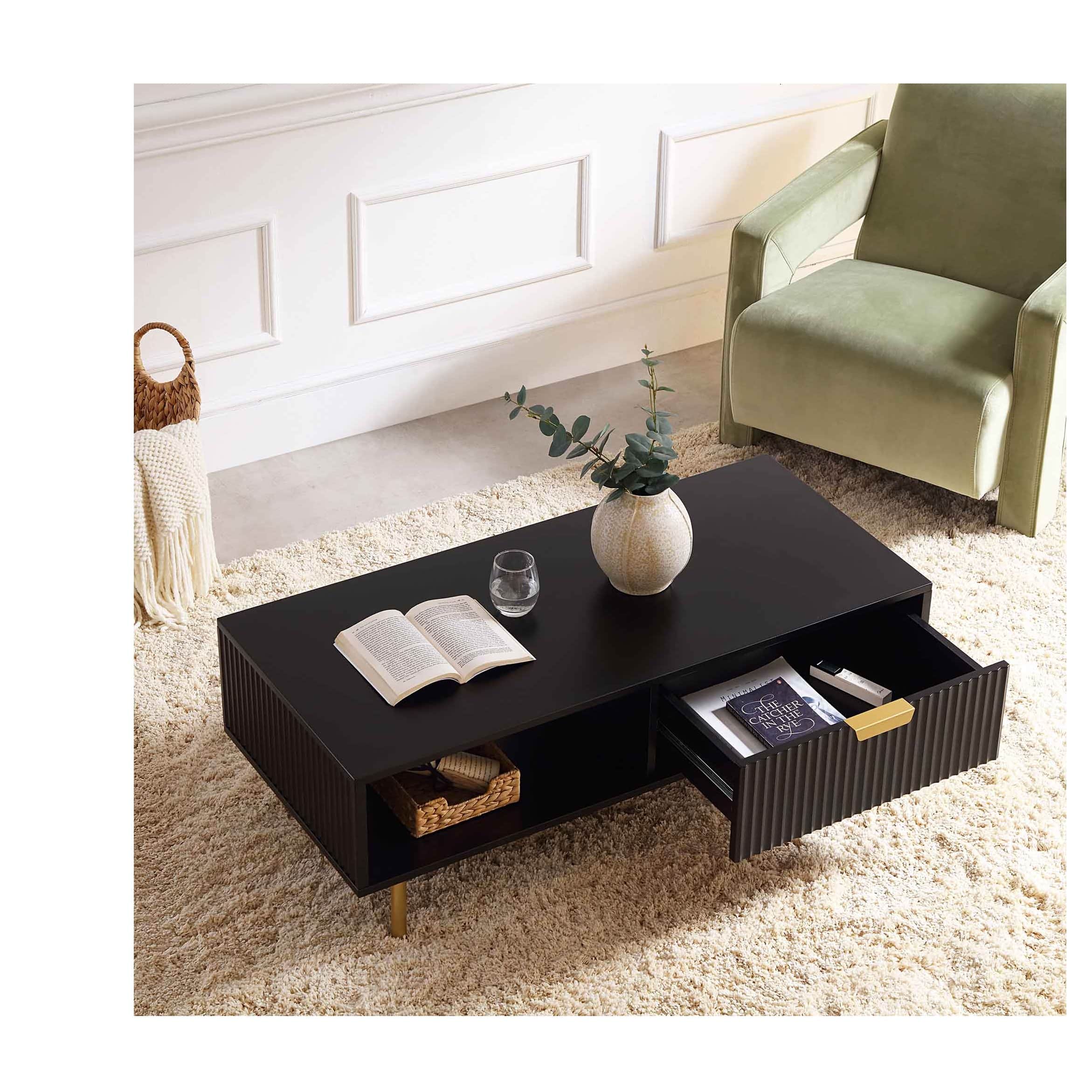 Sapa Wooden Center Table for Living Room In Black finish - rear_view