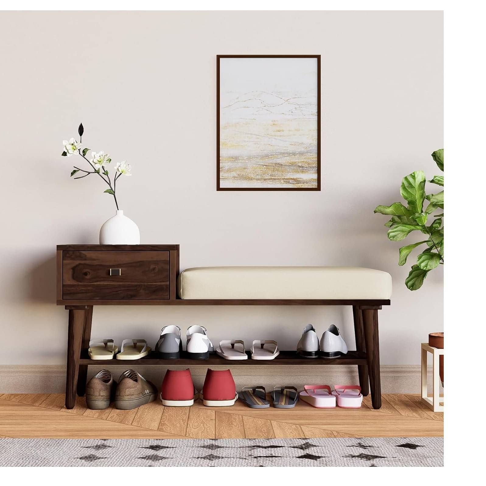 Wooden Shoe Shoe rack Organizer ( Walnut Finish)