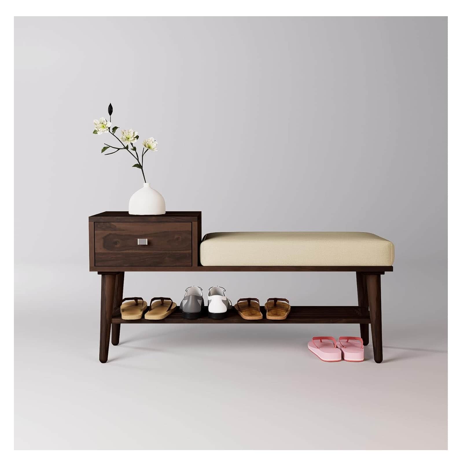 Wooden Shoe Shoe rack Organizer ( Walnut Finish) - left_view