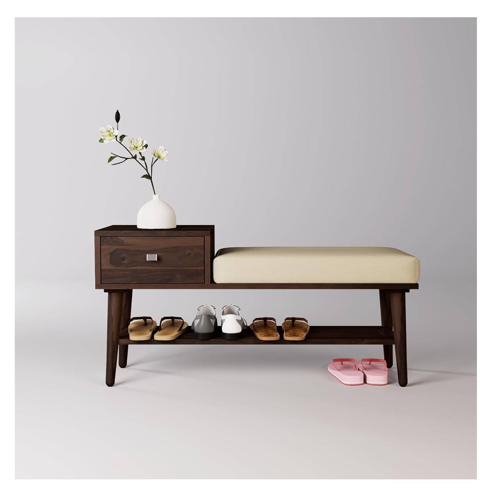 Wooden Shoe Shoe rack Organizer ( Walnut Finish)