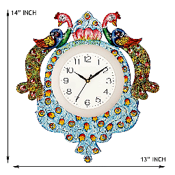 Hand Painted Peacock Decorative Wall Clock - photo