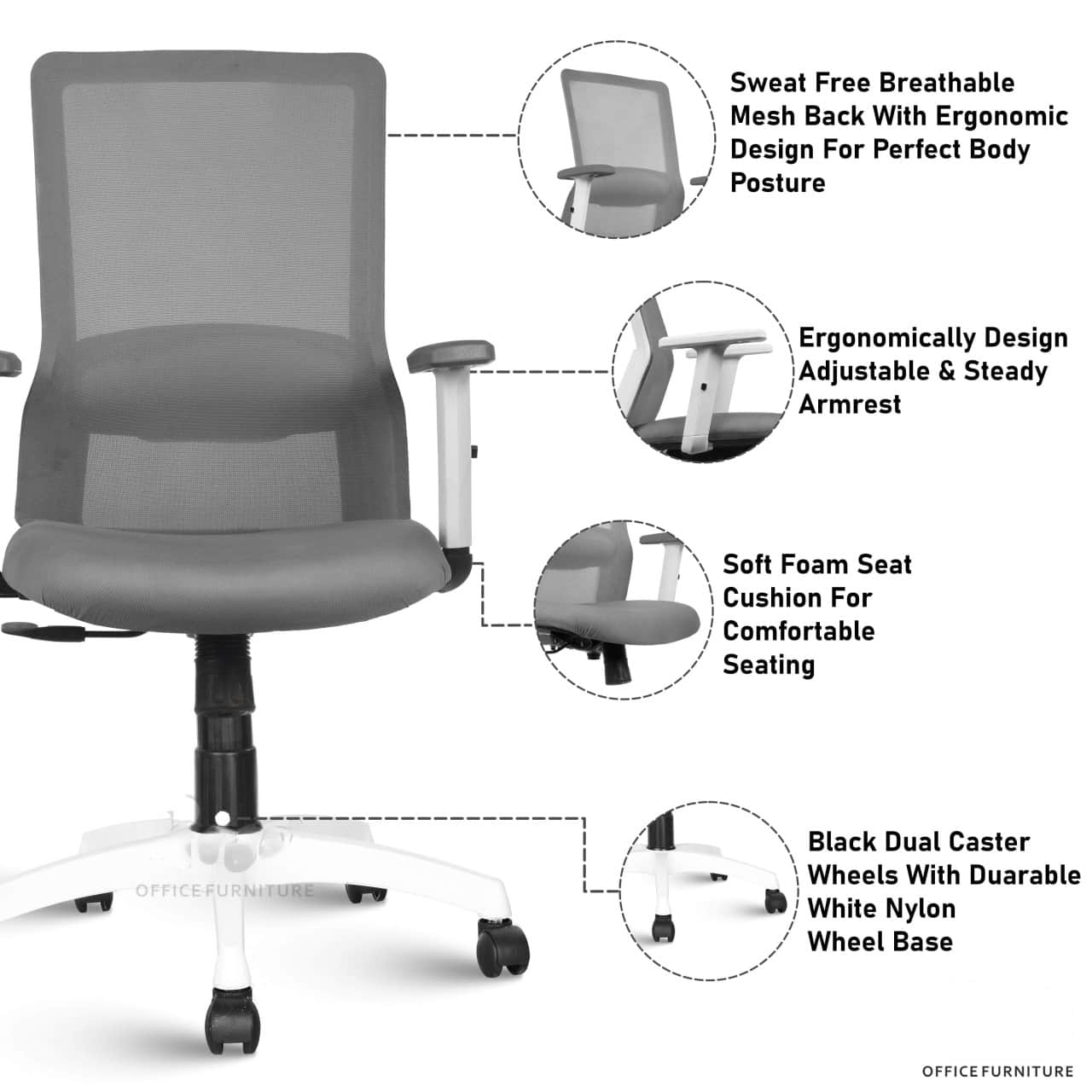 Clint Mesh Ergonomic Office Chair - top_view