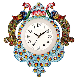 Hand Painted Peacock Decorative Wall Clock - top_view