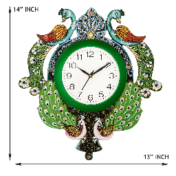 Peacock Decorative Wall Clock 14"/13" - front_view