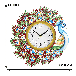 Peacock Decorative Wall Clock 13"/13" - photo