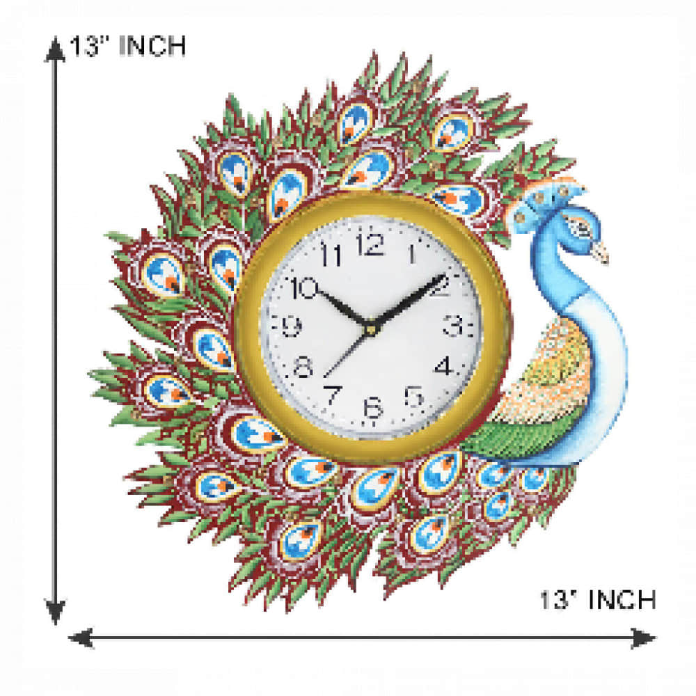 Peacock Decorative Wall Clock 13"/13" - photo