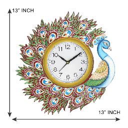Peacock Decorative Wall Clock 13"/13" - front_view