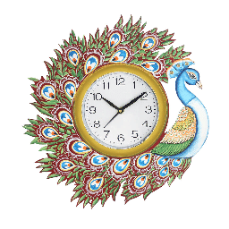 Peacock Decorative Wall Clock 13"/13" - top_view