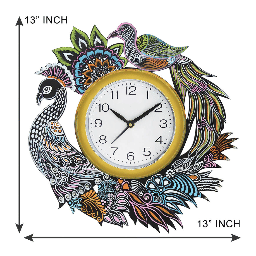 Peacock Decorative Wall Clock (13 inch) - front_view