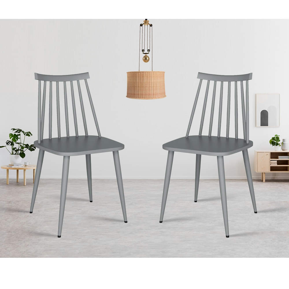 Argo Set of 2 Plastic Dining Chair (Grey) - photo