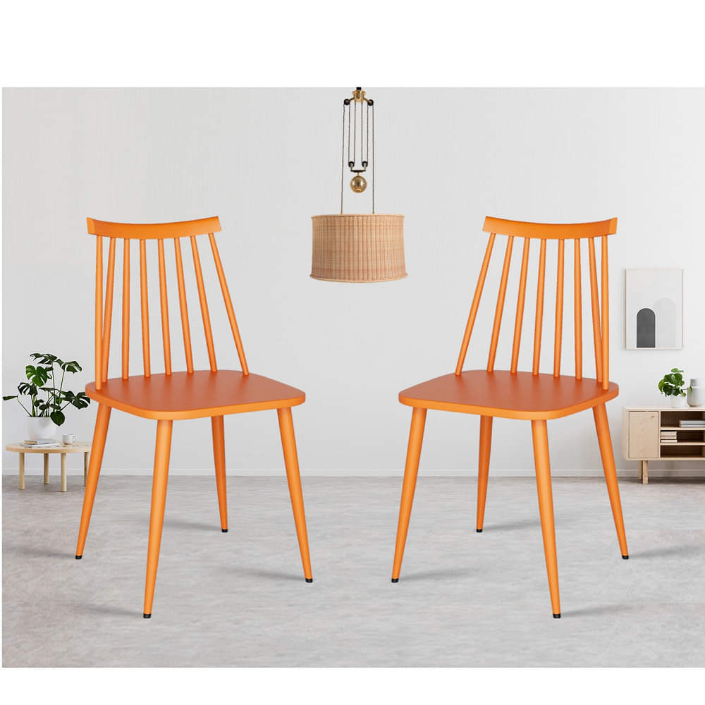 Argo Set of 2 Plastic Dining Chair (Orange) - photo