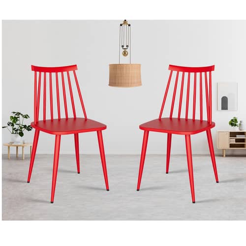 Argo Set of 2 Plastic Dining Chair (Red)