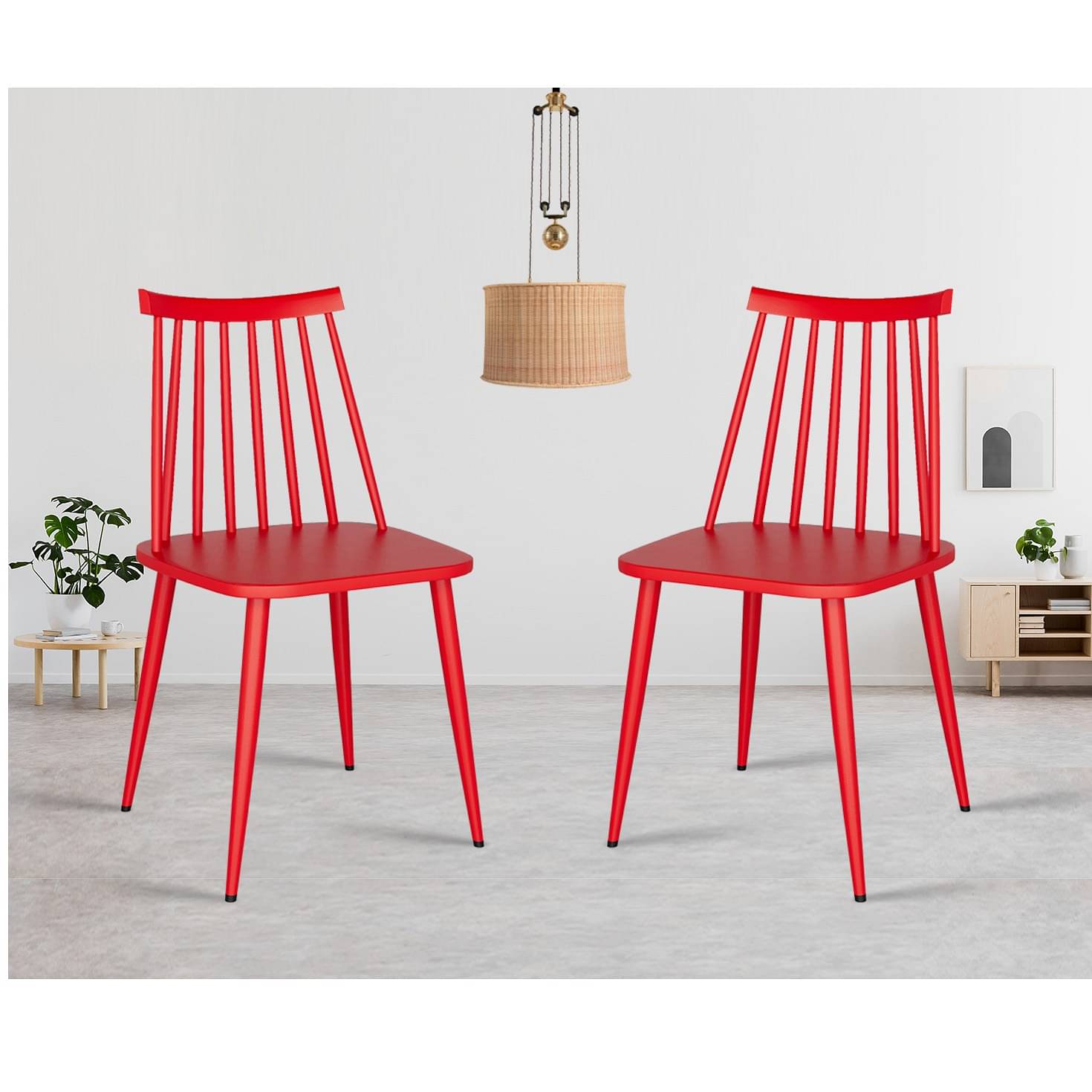 Argo Set of 2 Plastic Dining Chair (Red)