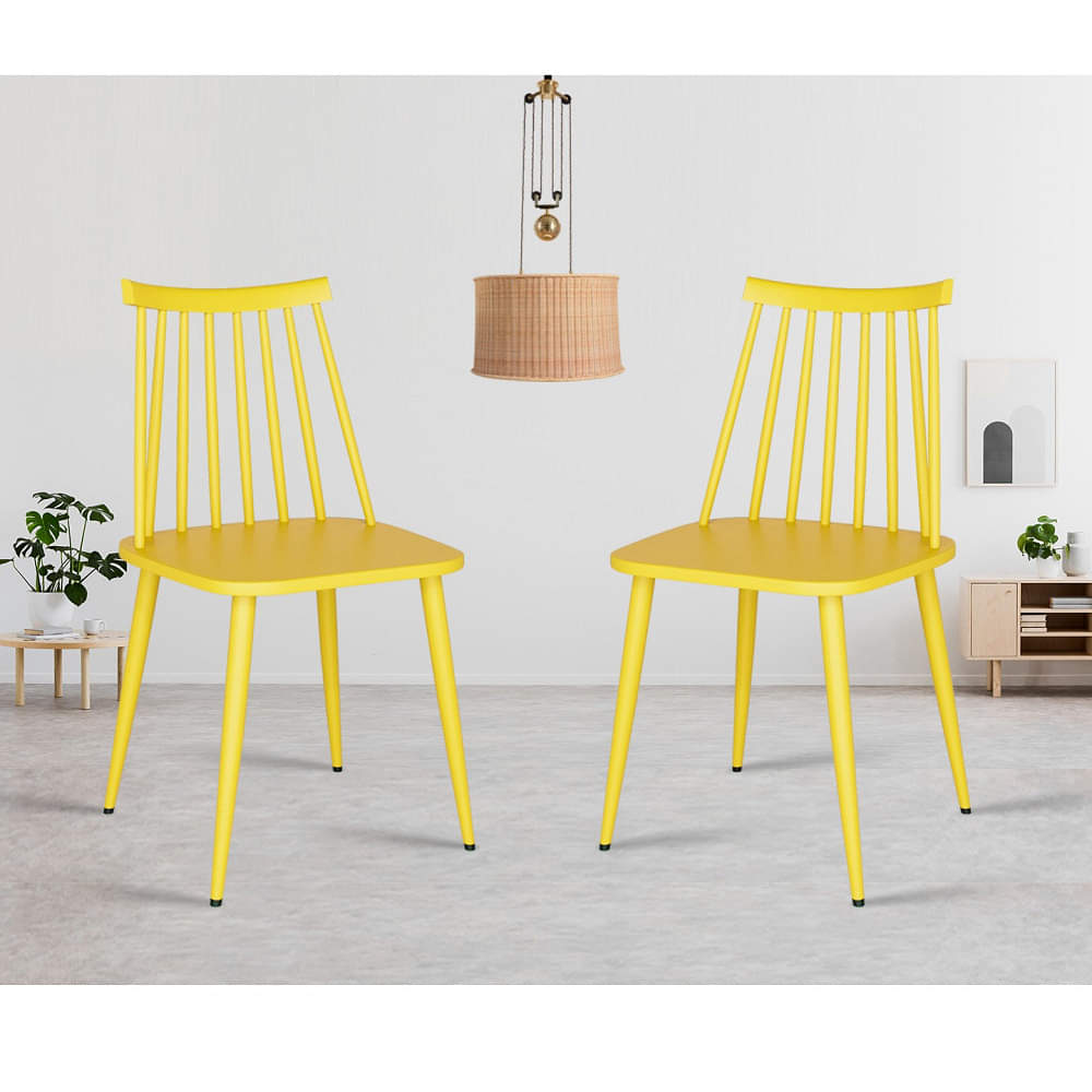 Argo Set of 2 Plastic Dining Chair (Yellow) - photo